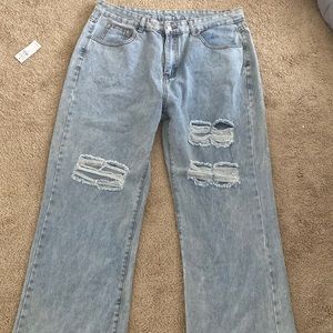 Blue baggy ripped jeans